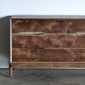 A solid walnut dresser with 6 drawers